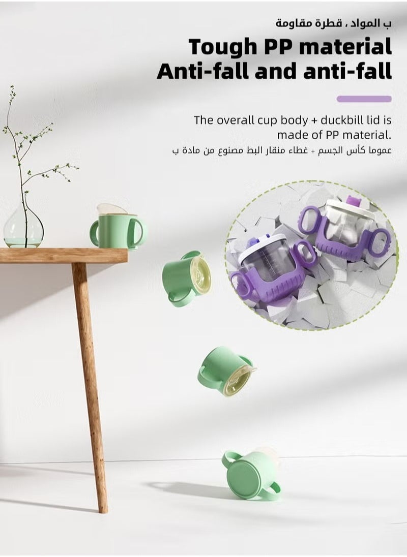 MIXDE 2PCS Baby Sippy Cup with Straw, Silicone Straw Cup + Trainer Cup with Deflector Cap for Boys Girls Child Drinking Water, Spill Proof Sippy Cups with Double Handles for Easy Grip, 150ml+300ml  - Image 5