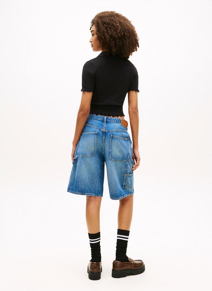 TOMMY JEANS Ruffle Hem Slim Polo Jumper - Image 2