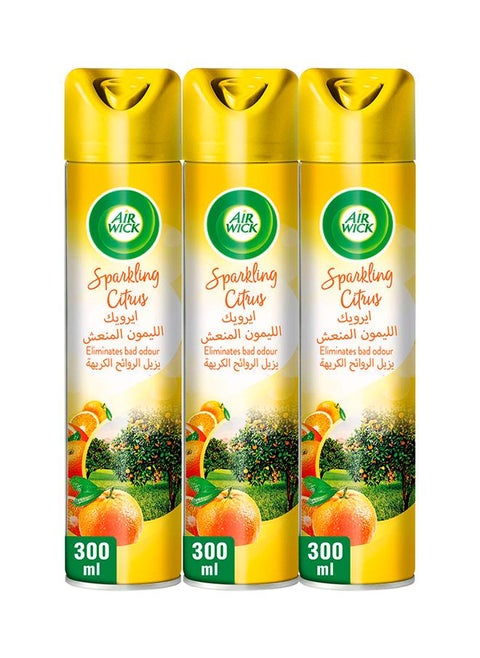 Sparkling Citrus Aerosol Easy To Use Air Freshener 3 x 300ml