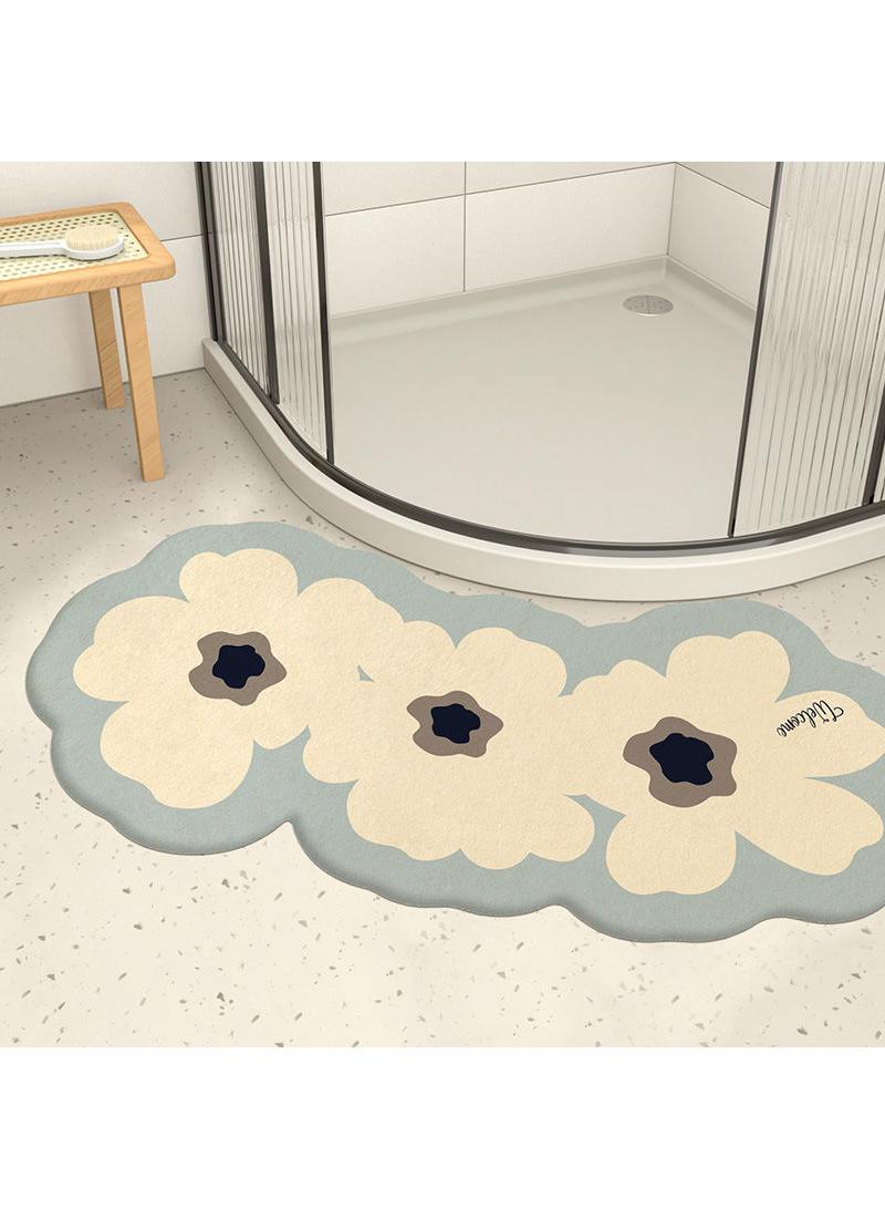 Bathroom water absorption and anti slip floor mat, curved flower foot mat, shower room, bathroom carpet 40X80cm - Image 1