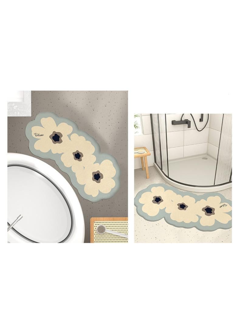 Bathroom water absorption and anti slip floor mat, curved flower foot mat, shower room, bathroom carpet 40X80cm - Image 3