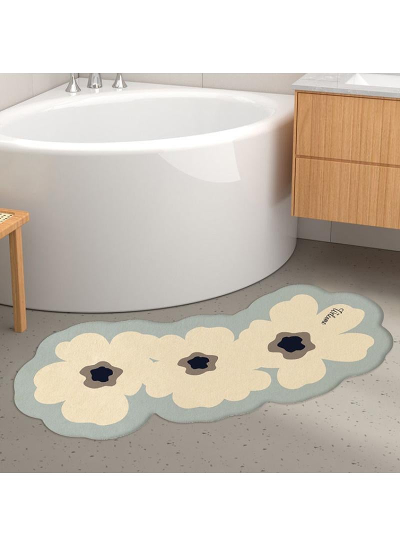 Bathroom water absorption and anti slip floor mat, curved flower foot mat, shower room, bathroom carpet 40X80cm - Image 2