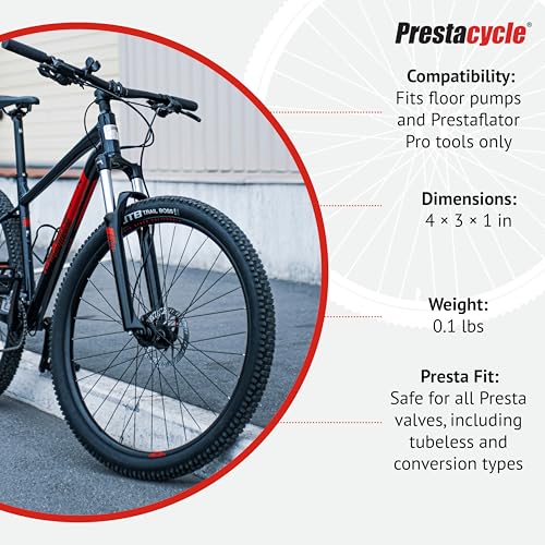 Prestacycle Quick-Click Big Presta Head - Urethane Gasket for Tubeless & Standard Presta Valves, Fits Floor Pumps & Prestaflator Pro Tools, 6061-T6 Alloy Construction, Bicycles - Image 5