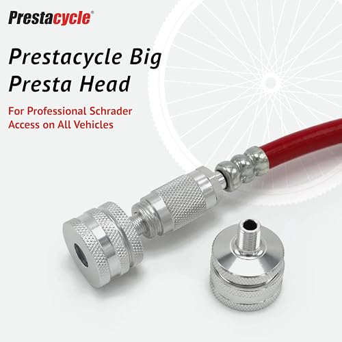 Prestacycle Quick-Click Big Presta Head - Urethane Gasket for Tubeless & Standard Presta Valves, Fits Floor Pumps & Prestaflator Pro Tools, 6061-T6 Alloy Construction, Bicycles - Image 2