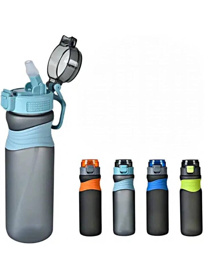 زجاجة مياه رياضية بسعة 700 ML ، متعددة الألوان، مانعة للتسرب، مع غطاء قابل للفتح، حزام حمل مريح - Image 1