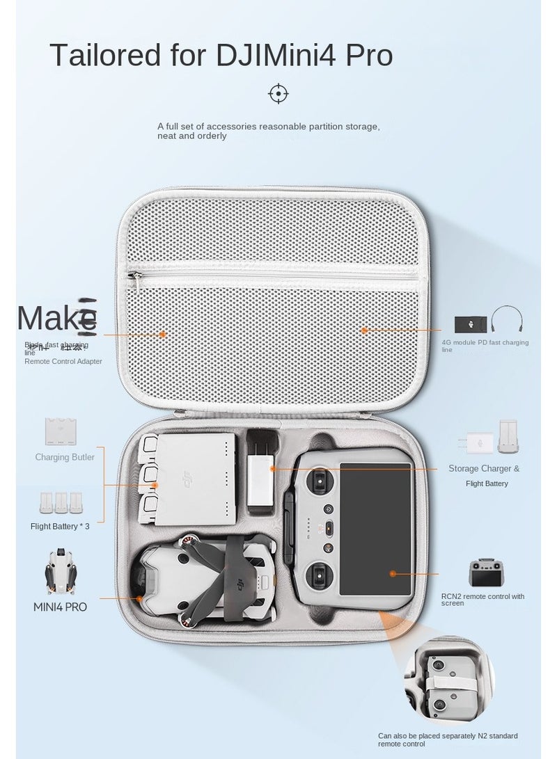 For DJI Mini 4 Pro Drone Storage Bag, Large Capacity Crossbody Backpack, Waterproof PU Leather, Shockproof  Scratch-Resistant, Eco-Friendly, 1:1 Precision Mold, Travel-Friendly Full Set Accessories - Image 3