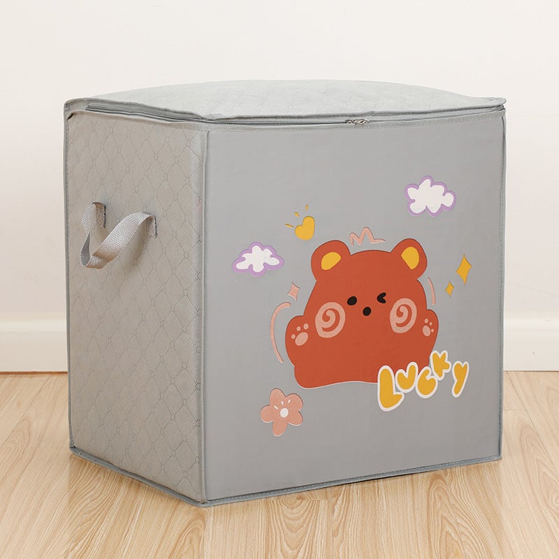 New cartoon non-woven storage bag finishing bag clothes quilt moving luggage packing bag moisture-proof storageGray bear vertical (50*50*36cm) Gray bear vertical (50*50*36cm)