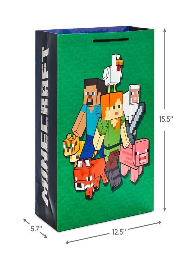 Hallmark Minecraft Gift Bag Bundle (2 Bags: 13" Large Blue Bag, 15" Extra Large Green) for Birthdays, Christmas, Valentine's Day, Halloween, Kids Parties - Image 4