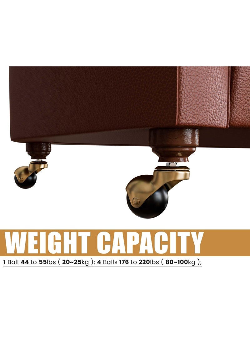 مجموعة من 4 عجلات كروية ذهبية اللون مقاس 2 بوصة مع ساق ملولبة للأثاث، توفر دورانًا بزاوية 360 درجة - Image 4