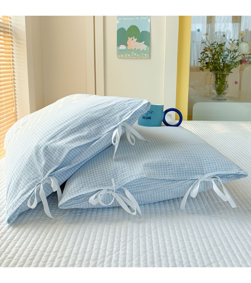 Rose Pink Bow Cotton Pillowcases 18.9x29.13 Inch Set Skin Friendly Breathable Machine Washable for Bedroom - Image 4