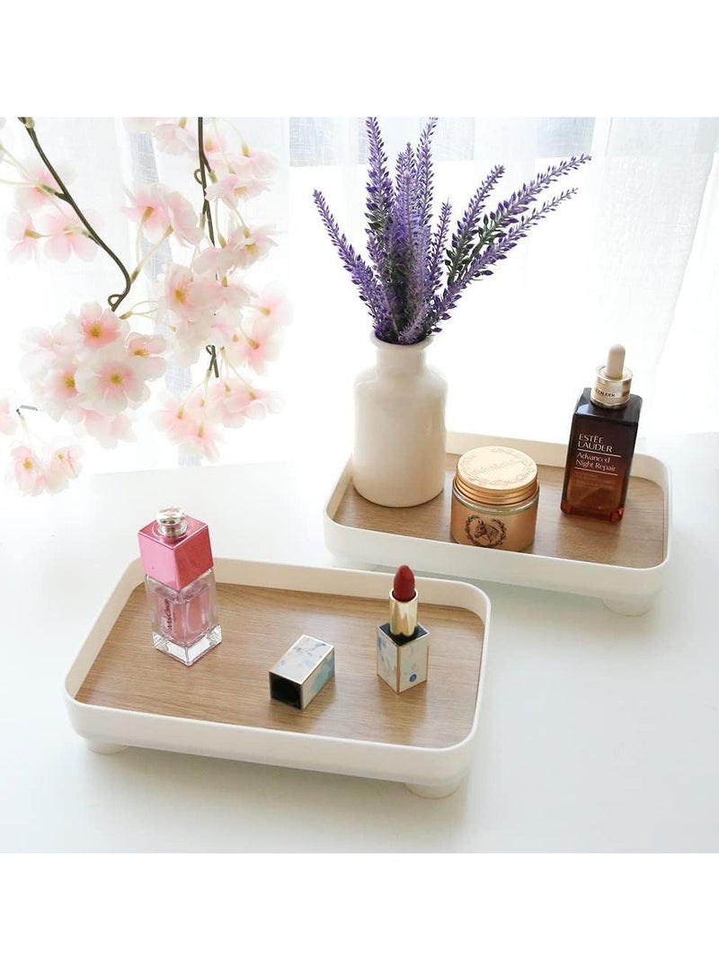 SYOSI Rectangle Bathroom Vanity Trays 9"×6" Small Vanity Tray Countertop Tray for Bathroom Dresser Kitchen White Decorative Makeup Organizers Tray for Perfume Jewelry Cosmetic 1 Pack - Image 2