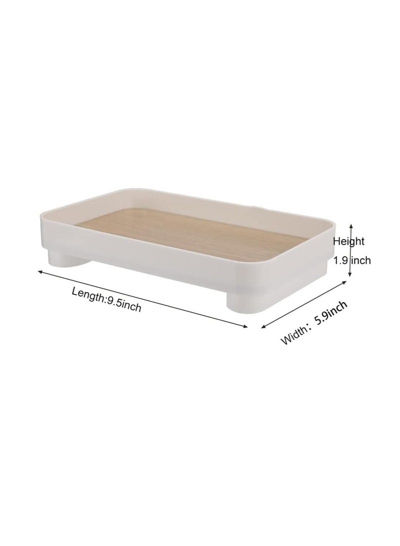 SYOSI Rectangle Bathroom Vanity Trays 9"×6" Small Vanity Tray Countertop Tray for Bathroom Dresser Kitchen White Decorative Makeup Organizers Tray for Perfume Jewelry Cosmetic 1 Pack - Image 5