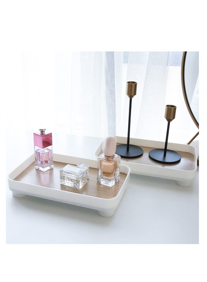 SYOSI Rectangle Bathroom Vanity Trays 9"×6" Small Vanity Tray Countertop Tray for Bathroom Dresser Kitchen White Decorative Makeup Organizers Tray for Perfume Jewelry Cosmetic 1 Pack - Image 4