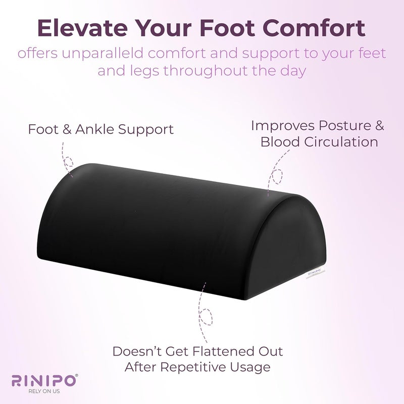 Rinipo Ergonomic Under Desk Footrest Cushion 4 Height Memory Foam Leg Elevation for Office ChairSofaGaming Chair Hip and Back Pain ReliefPosture CorrectionRemovable Washable Zipper Cover BlackVelvet - Image 2