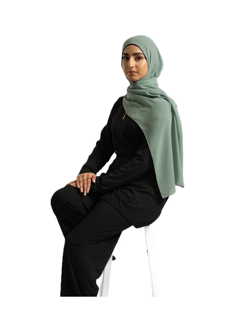 PERFECTORY Women Lightweight Solid Chiffon Hijab Shawl Soft Premium Abaya Shawl Wrap Scarves, Long Bridal Hijab Scarf- Mint Green - Image 2
