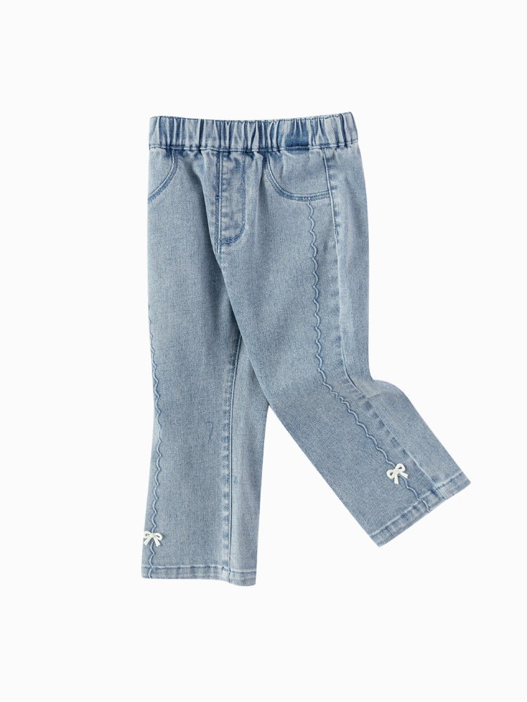 بالابالا بنطلون جينز ضيق بخياطة مموجة للبنات - Image 4