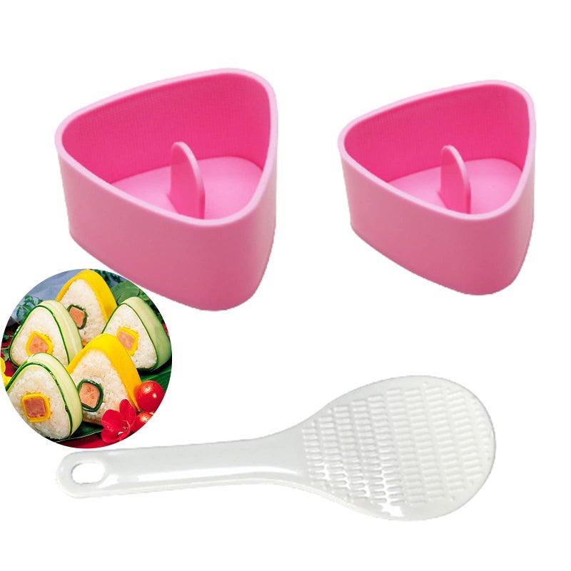 HiYi Triangle Onigiri Sushi Mold Press Molds Non Stick Sushi Making Kit 1 Each Large  Small DIY Rice Ball Maker Mold Sets Sushi Bento Nori Seaweed Kitchen Rice Ball Mold DIY Kitchen Gadget Pink