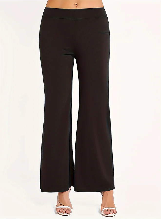 Take Two Take Two Solid Fit and Flare Mid Rise Trousers