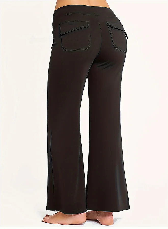 Take Two Take Two Solid Fit and Flare Mid Rise Trousers