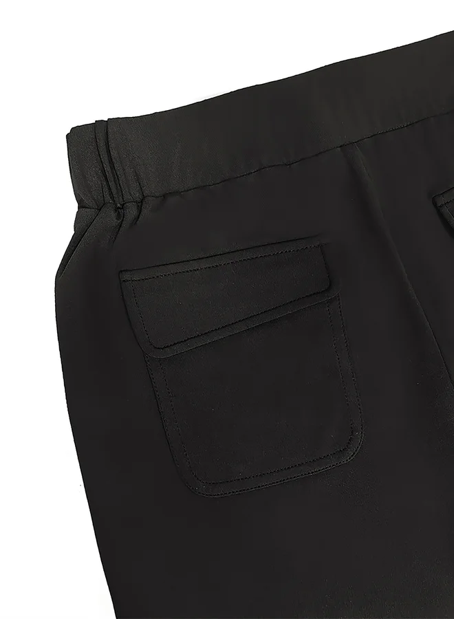 Take Two Take Two Solid Fit and Flare Mid Rise Trousers