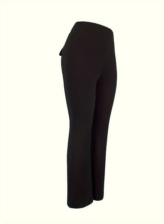 Take Two Take Two Solid Fit and Flare Mid Rise Trousers