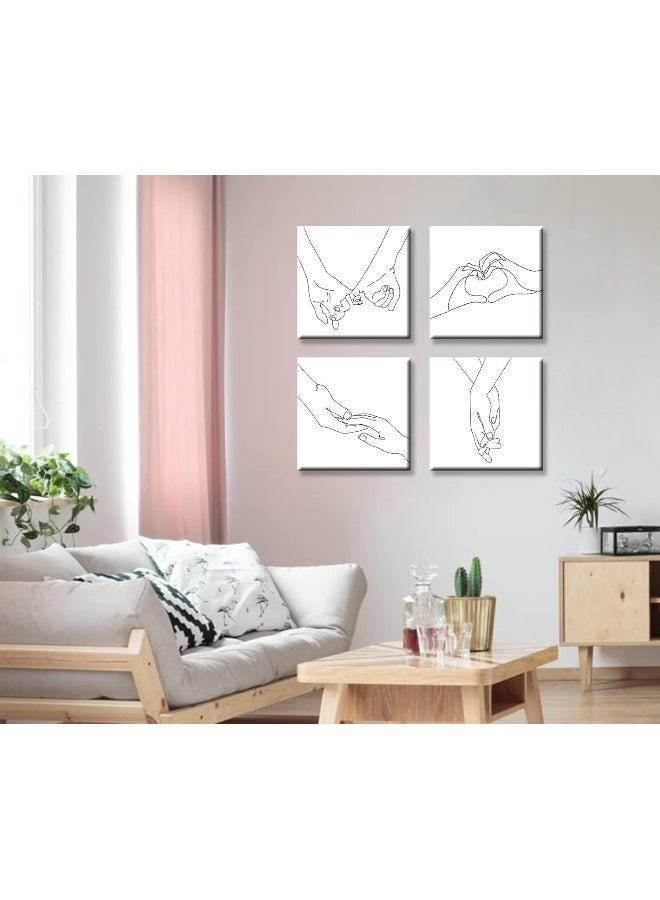 DJSYLIFE Minimalist Wall Decor Line Art Canvas Prints Black and White Wall Paintings for Couples Modern Home Abstract Bedroom Artwork Decorations 12" W x 12" H 4 Pieces - Image 2