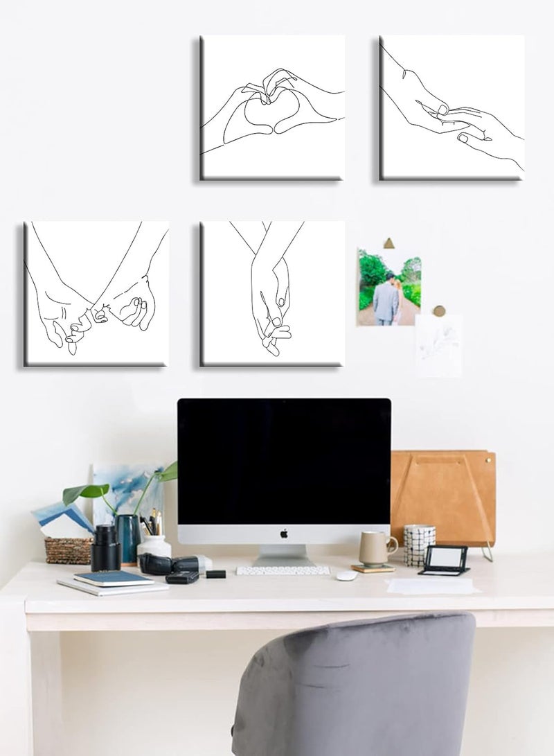 DJSYLIFE Minimalist Wall Decor Line Art Canvas Prints Black and White Wall Paintings for Couples Modern Home Abstract Bedroom Artwork Decorations 12" W x 12" H 4 Pieces - Image 5
