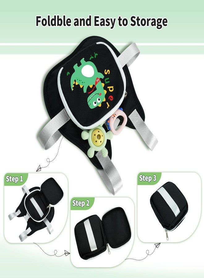 bearcouple Toddler Harness Backpack Leash with Wrist Link | Cute Dinosaur Anti-Lost Walking Strap for Kids | Foldable & Adjustable Child Safety Belt for Boys & Girls(Black) - Image 3