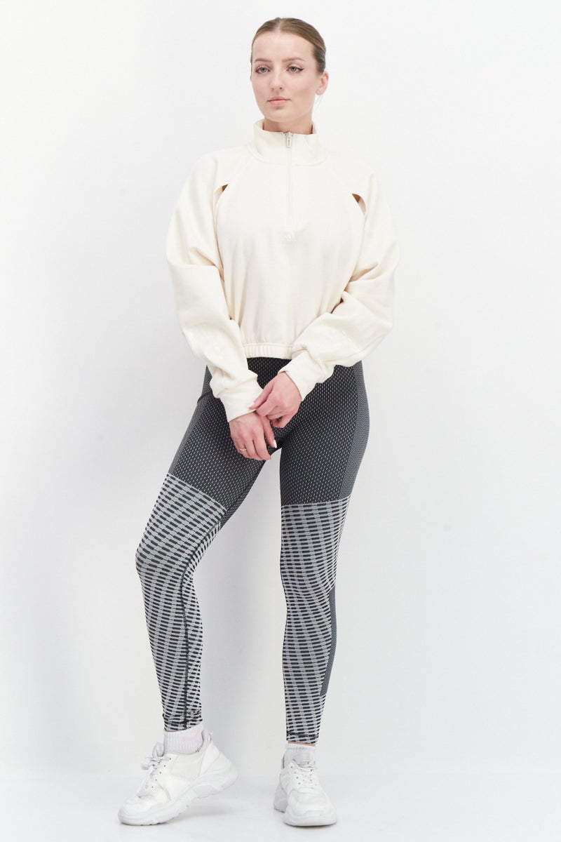 Adidas Women Sportswear Fit Long Sleeve Running Sweatshirts, Cream - Image 4