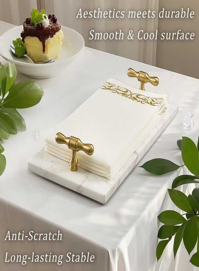 LIN CHUAN Guest Towel Holder Tray for Bathroom, Nature Marble Tray White - Image 2