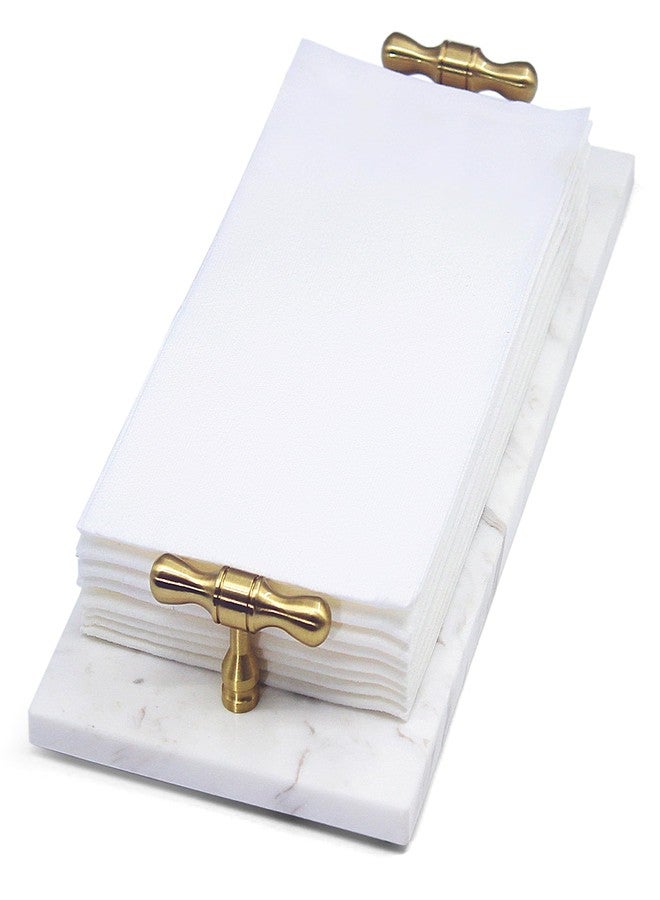 LIN CHUAN Guest Towel Holder Tray for Bathroom, Nature Marble Tray White - Image 1