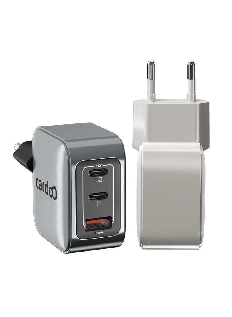 cardoO GaN Charger 65W – Dual USB-C & USB-A Fast Wall Charger – Powerful GaN Laptop Adapter – Multi-Device Charging – Compact & Travel-Friendly – For Phones, Tablets & Laptops – Black - Image 1
