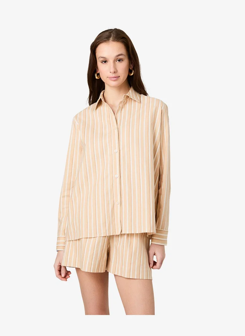 فرنش كونكشن Women's Sandlot Stripe Aspen Lin Sandlot Stripe Shirt