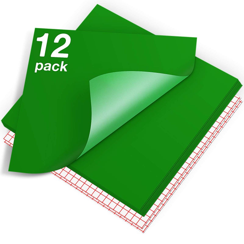 HTVRONT Green Permanent Vinyl  12 Pack Vinyl for Cricut  10 Sheets 12 x 12  2 Transfer Tape Sheets for Party Decoration Sticker Craft Cutter Car Decal Glossy