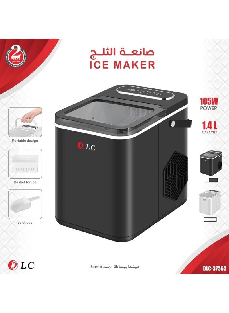 LC Portable Ice Maker Machine – 1.4L Water Tank, Produces 9 Ice Cubes per Cycle, 105W, with Ice Scoop & Basket, Smart Control Panel – Ideal for Home, Office & Camping (Black) - Image 1