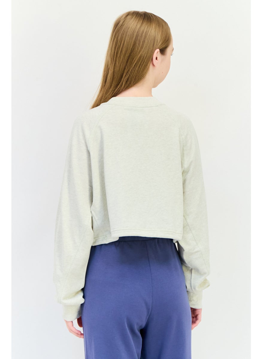 Adidas Women Sportswear Fit Long Sleeve Outdoor Sweatshirt, Light Green  - Image 3