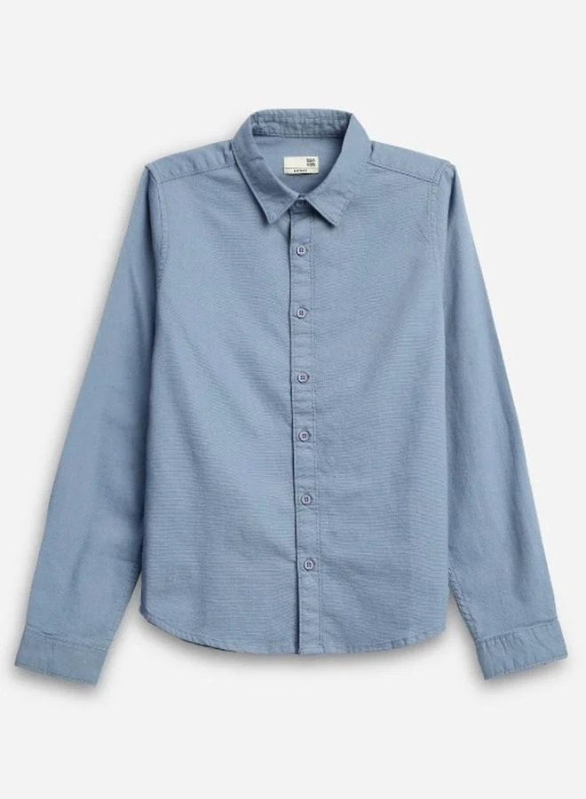 Bonkids Boy's shirts in regular fit grey colour cotton fabric embellished pattern pull over closure woven weave type round collar type round neckline half sleeve length button down upper body wear type suitable for casual occasions – the fresh pick of the fashion season!