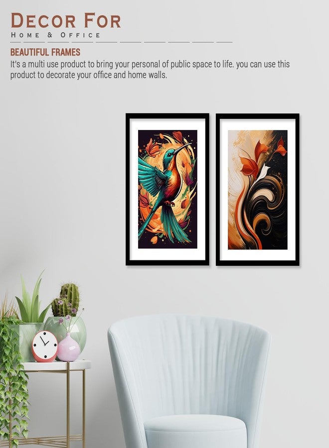 ARTELLY Aesthetic Bird Framed Wall Art Paintings For Living Room Bedroom, Paintings For Wall Decoration - Decorative Poster Frames For Bedroom Home Decor items (Set of 2) (Medium, Modern Art 1) - Image 4