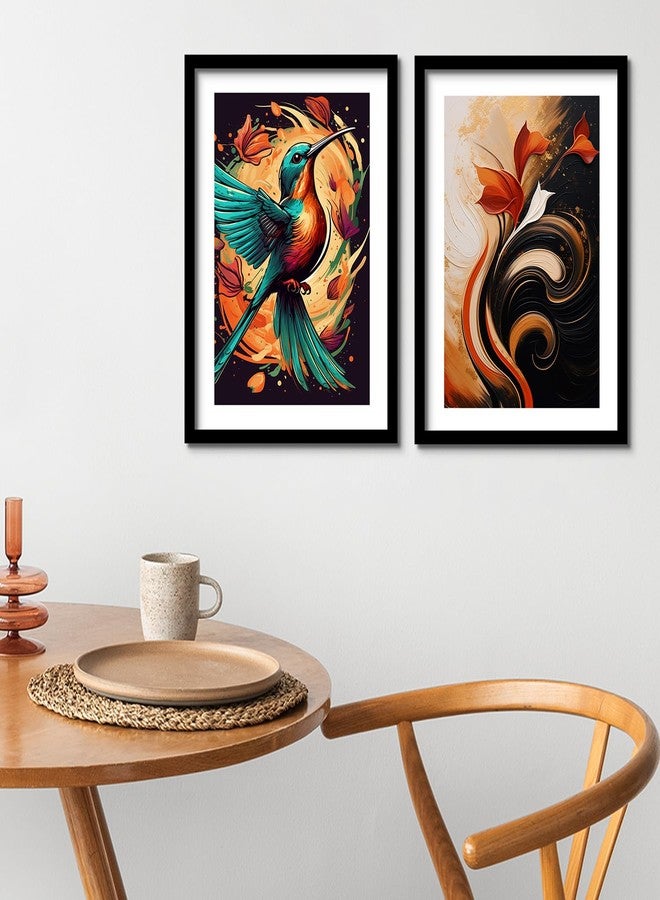 ARTELLY Aesthetic Bird Framed Wall Art Paintings For Living Room Bedroom, Paintings For Wall Decoration - Decorative Poster Frames For Bedroom Home Decor items (Set of 2) (Medium, Modern Art 1) - Image 3