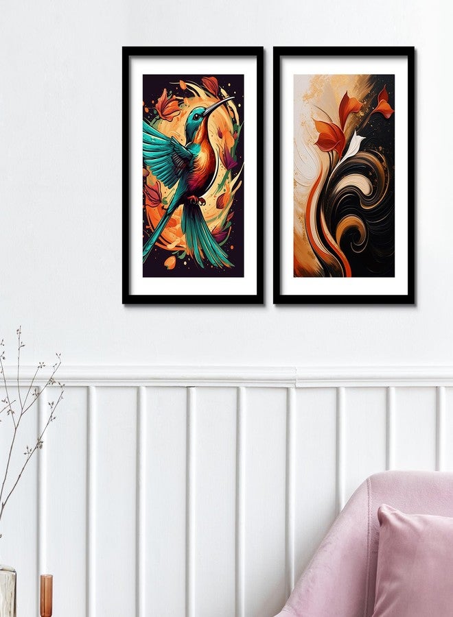 ARTELLY Aesthetic Bird Framed Wall Art Paintings For Living Room Bedroom, Paintings For Wall Decoration - Decorative Poster Frames For Bedroom Home Decor items (Set of 2) (Medium, Modern Art 1) - Image 5