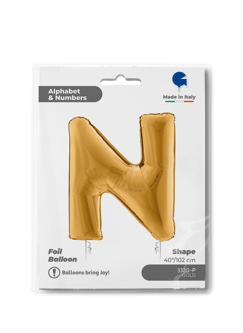 GRABO 40" Foil Balloon Letter N Gold  - Image 2