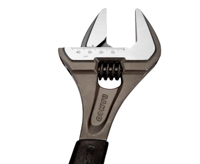 Bahco BAH9031RUS Ergo Big-Mouth Adjustable Wrench with Rubber Handle - 8 Inch - Black Phosphate Finish - Image 1