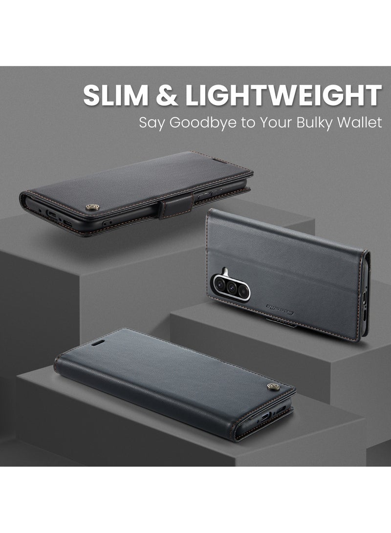 كيس مي جراب موبايل من الجلد الصناعي الفاخر مقاوم ضد البصمات  023 وحامل للكروت و البطاقات متوافق مع Samsung Galaxy A56 (اسود ) - Image 5