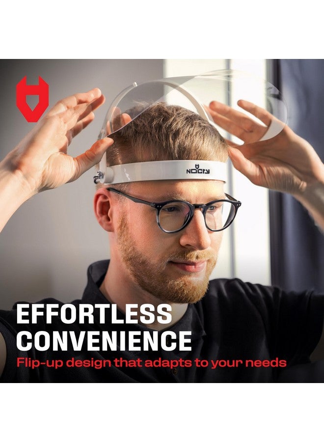 NoCry NoCry Protective Face Shield Mask with Adjustable Headband and 2 Reusable Plastic Visors - Flip-Up Design with Durable Metal Hinges - Anti-Slip Forehead Padding - Fits Over Glasses  - Image 5