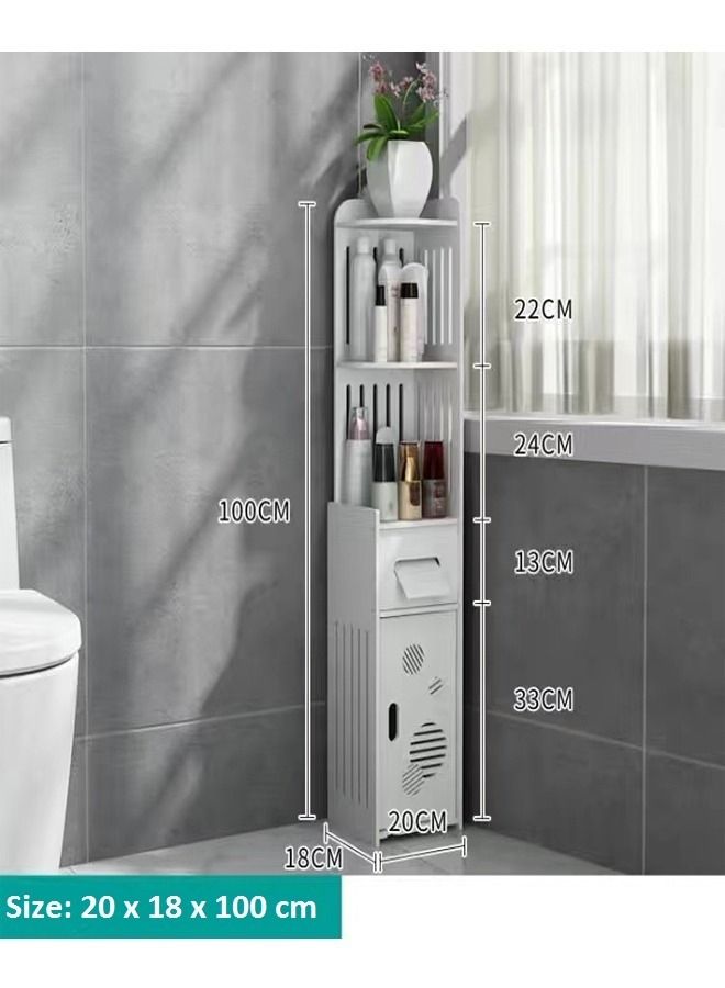 fashionhome 2 Pcs Bathroom Shelf Corner Storage Cabinet 20 x 18 x 100 cm - Image 3