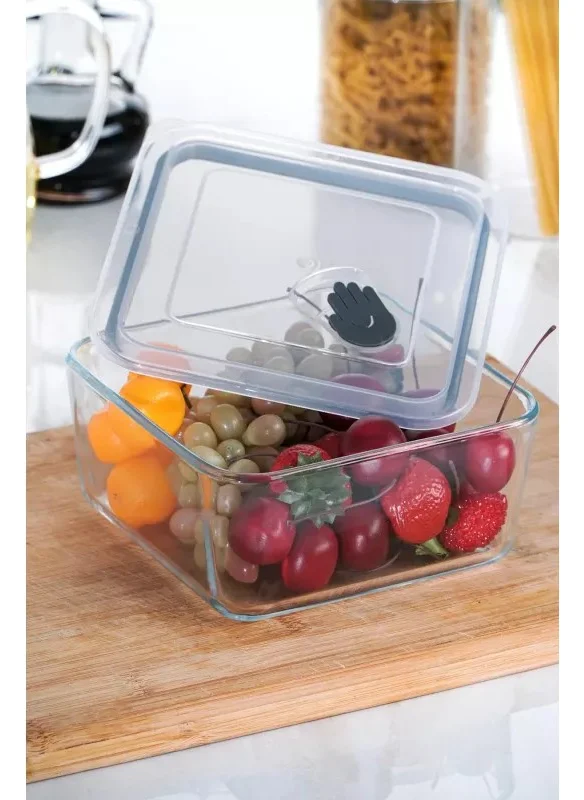 Acar Olivya Square Vacuum Glass Storage Container - 1.2 Lt MSM057