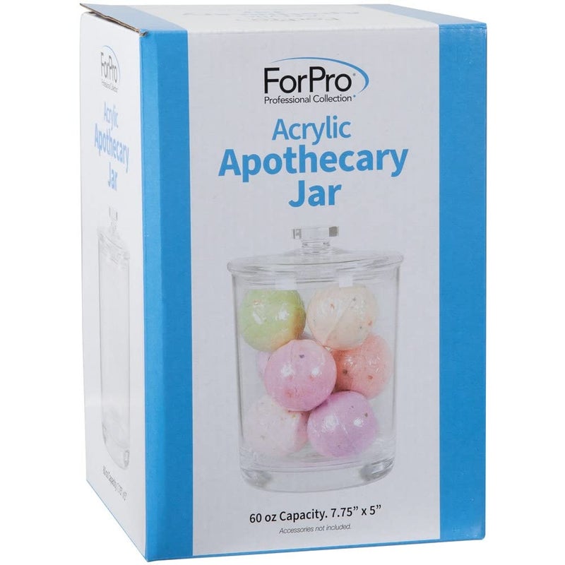 ForPro Professional Collection Acrylic Apothecary Jar with Lid, 60 Oz Storage Container for Bathroom, Kitchen and Office, 7.75" x 5" - Image 2