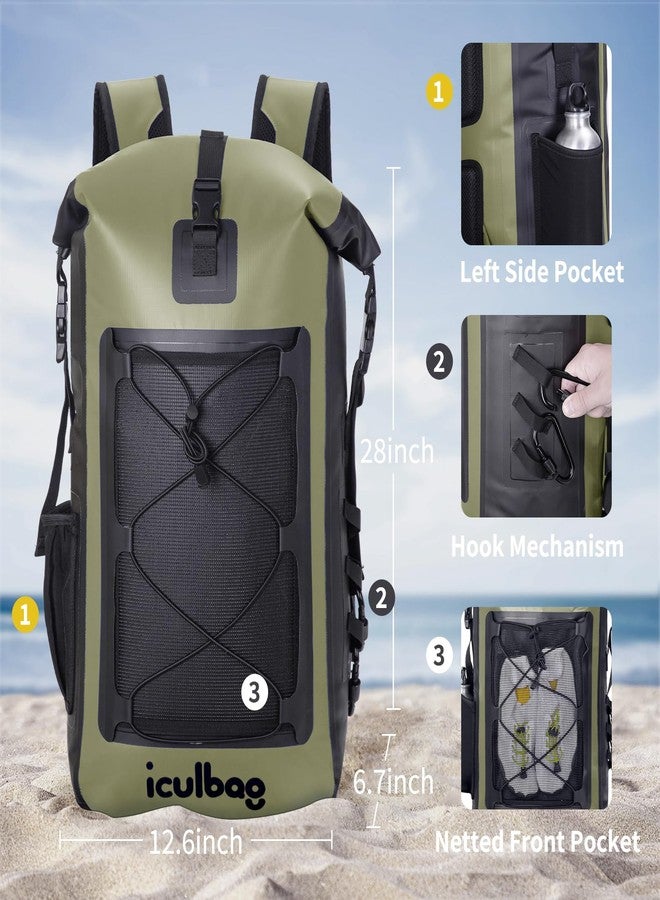 حقيبة ظهر مقاومة للماء من iculbag للنساء والرجال، حقيبة ظهر مقاومة للماء للسفر والتجديف وركوب القوارب والشاطئ والتخييم والمشي لمسافات طويلة، سعة 30 لترًا / 40 لترًا - Image 2