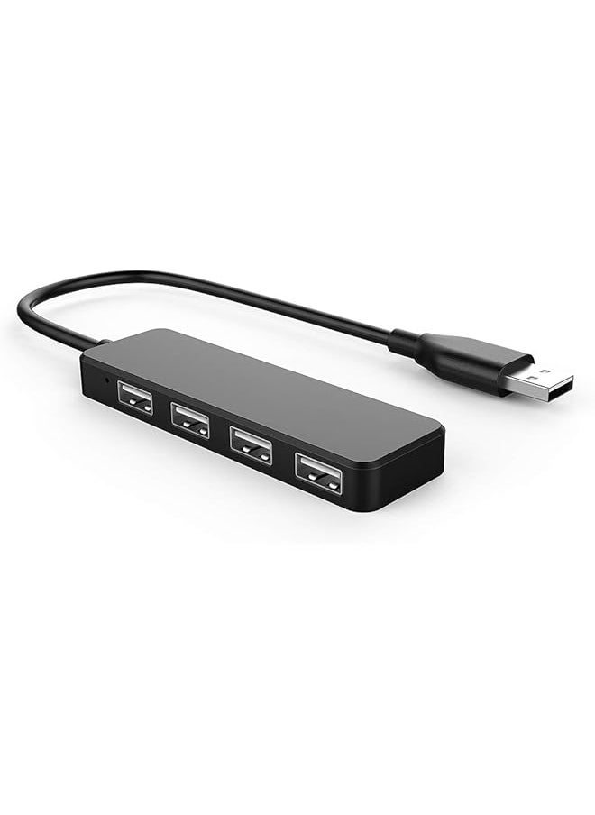 Usb Hub Usb Splitter Usb 4 Port Adapter Usb Extender For Laptop Pc Macbook Mac Pro Mac Mini Imac Surface Pro And More Black Usb 2.0 0.3M