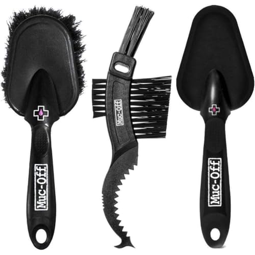 Muc Off Muc-Off 220 3 Piece Premium Brush Kit - Includes 3 Bike Cleaning Brushes With Durable Nylon Bristles And Ergonomic Rubberised Handles To Minimise Impact - Image 1